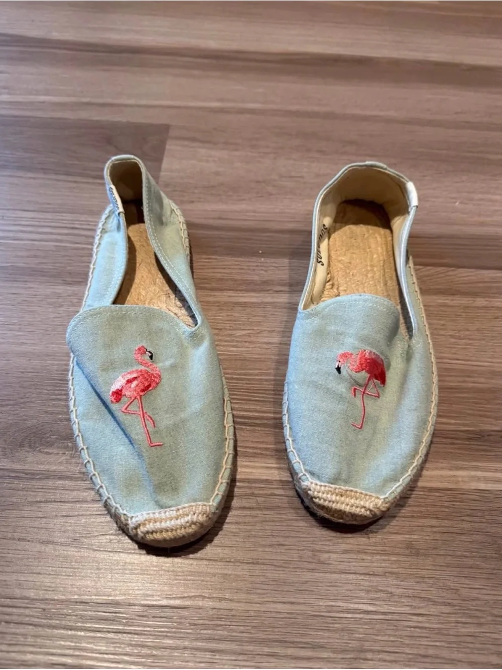 SOLUDOS - Espadrilles Slip-Ons with Embroidered Pink Flamingos